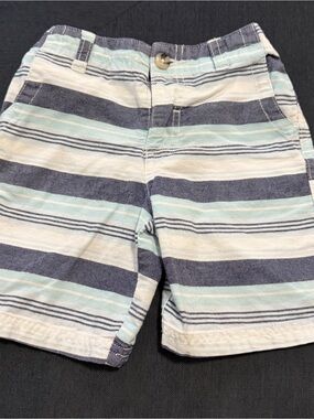 Koala Kids Striped Flat Front Shorts in Navy, White & Light Blue Sz 24M